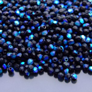 5g Fire Polished Beads Jet AB Matte 3mm beads mouse