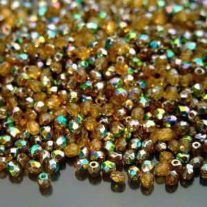 120+ Fire Polished Beads 3mm Medium Topaz Vitral Michael's UK Jewellery
