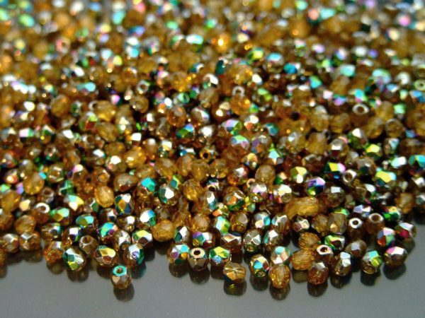 120+ Fire Polished Beads 3mm Medium Topaz Vitral Michael's UK Jewellery