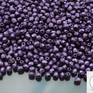 5g Fire Polished Beads Metallic Suede Purple 3mm beads mouse