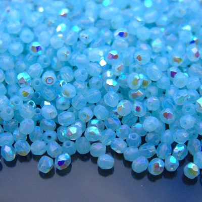 120+ Fire Polished Beads 3mm Milky Aquamarine AB Michael's UK Jewellery