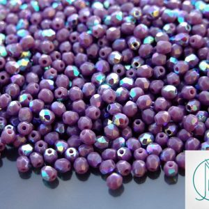 120+ Fire Polished Beads 3mm Opaque Purple AB Michael's UK Jewellery