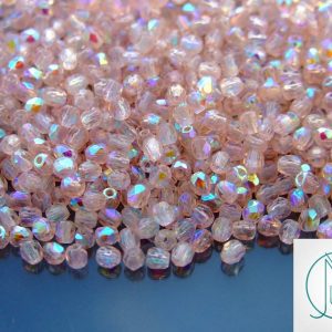 5g Fire Polished Beads Rosaline AB 3mm beads mouse