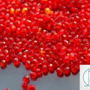 120+ Fire Polished Beads 3mm Siam Ruby Michael's UK Jewellery