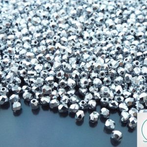 120+ Fire Polished Beads 3mm Silver Michael's UK Jewellery