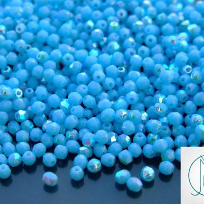 120+ Fire Polished Beads 3mm Sky Blue Coral AB Michael's UK Jewellery