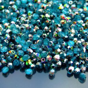 5g Fire Polished Beads Teal Vitral 3mm V60150 beads mouse