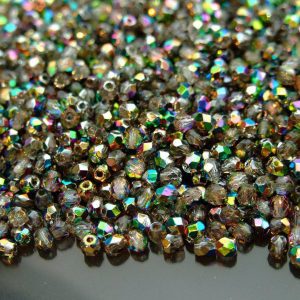 120+ Fire Polished Beads 3mm Vitral Green Crystal Michael's UK Jewellery