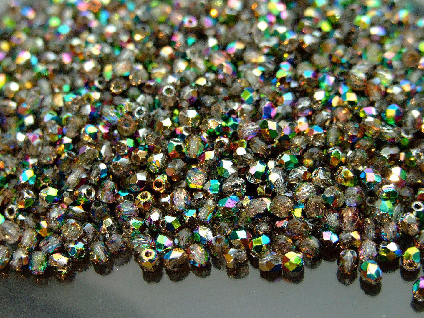 120+ Fire Polished Beads 3mm Vitral Green Crystal Michael's UK Jewellery