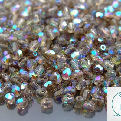 120+ Fire Polished Beads 4mm Black Diamond AB Michael's UK Jewellery