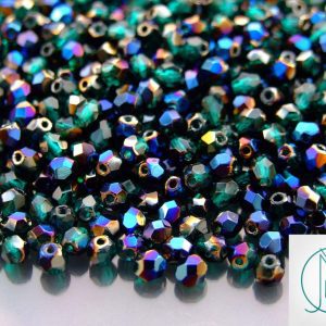 120+ Fire Polished Beads 4mm Blue Iris - Emerald Michael's UK Jewellery