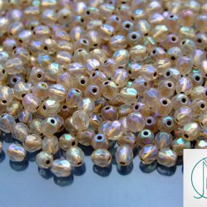 120+ Fire Polished Beads 4mm Crystal AB - Copper Lined Michael's UK Jewellery