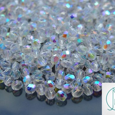120+ Fire Polished Beads 4mm Crystal AB Michael's UK Jewellery