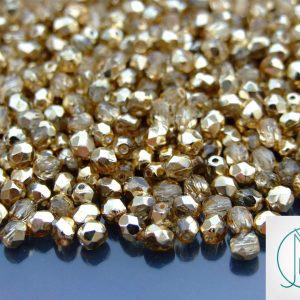 120+ Fire Polished Beads 4mm Crystal - Gold/Topaz Michael's UK Jewellery