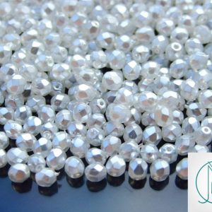 120+ Fire Polished Beads 4mm Crystal Pearl - Snow Michael's UK Jewellery