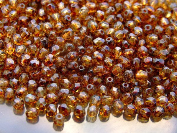 120+ Fire Polished Beads 4mm Crystal - Picasso Michael's UK Jewellery