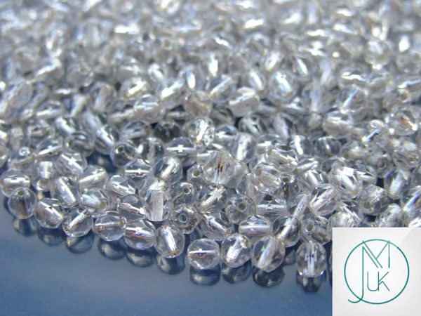 120+ Fire Polished Beads 4mm Crystal - Silver Lined Michael's UK Jewellery
