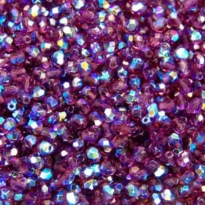 120+ Fire Polished Beads 4mm Dark Amethyst AB Michael's UK Jewellery