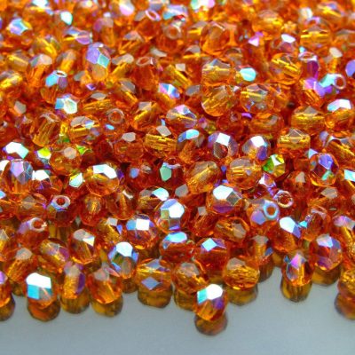 120+ Fire Polished Beads 4mm Dark Topaz AB Michael's UK Jewellery