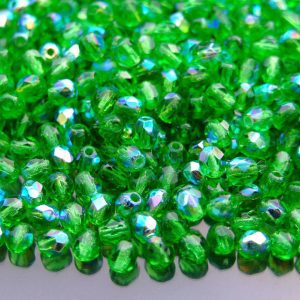 120+ Fire Polished Beads 4mm Green AB Michael's UK Jewellery