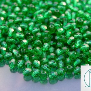 120+ Fire Polished Beads 4mm Green Amerald Michael's UK Jewellery