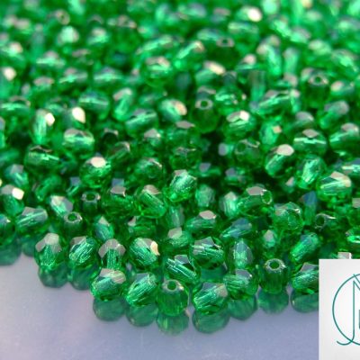 120+ Fire Polished Beads 4mm Green Amerald Michael's UK Jewellery