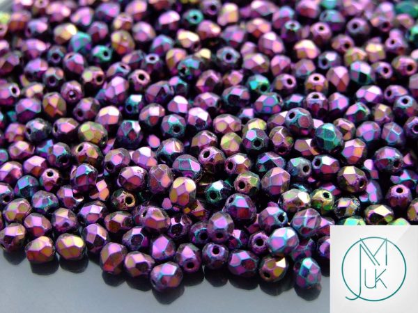 120+ Fire Polished Beads 4mm Iris - Purple Michael's UK Jewellery