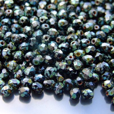 120+ Fire Polished Beads 4mm Jet - Picasso Michael's UK Jewellery