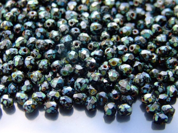 120+ Fire Polished Beads 4mm Jet - Picasso Michael's UK Jewellery