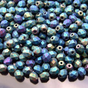 120+ Fire Polished Beads 4mm Matte Iris Green Michael's UK Jewellery