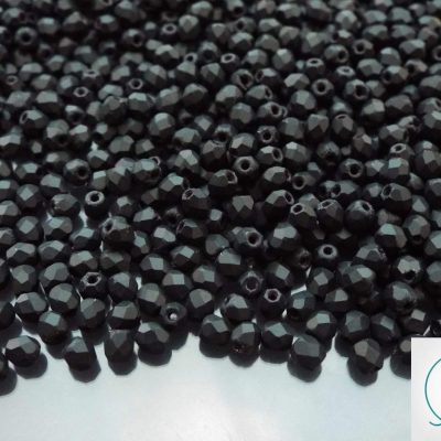 120+ Fire Polished Beads 4mm Matte - Jet Michael's UK Jewellery