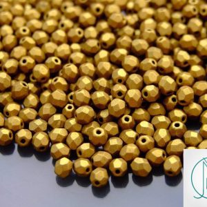 120+ Fire Polished Beads 4mm Matte - Metallic Aztec Gold Michael's UK Jewellery