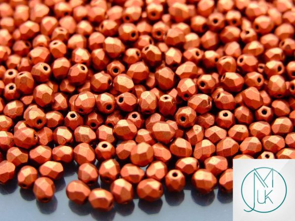 120+ Fire Polished Beads 4mm Matte - Metallic Dark Copper Michael's UK Jewellery