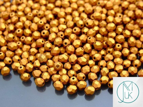 120+ Fire Polished Beads 4mm Matte Metallic Goldenrod Michael's UK Jewellery