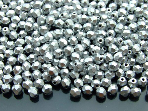 120+ Fire Polished Beads 4mm Matte - Metallic Silver Michael's UK Jewellery
