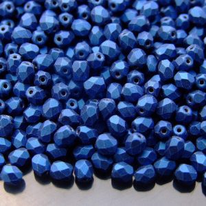 120+ Fire Polished Beads 4mm Metallic Suede - Blue Michael's UK Jewellery
