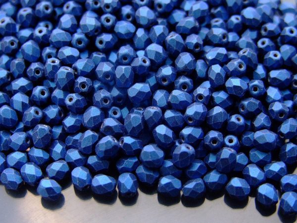 120+ Fire Polished Beads 4mm Metallic Suede - Blue Michael's UK Jewellery