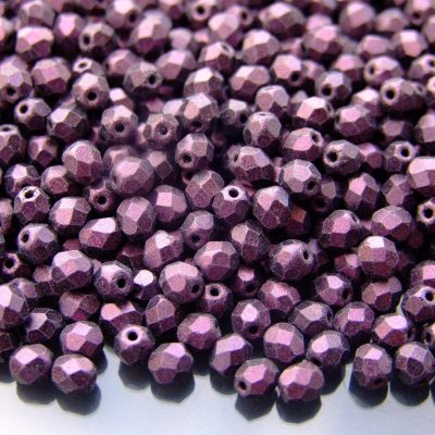 120+ Fire Polished Beads 4mm Metallic Suede - Pink Michael's UK Jewellery