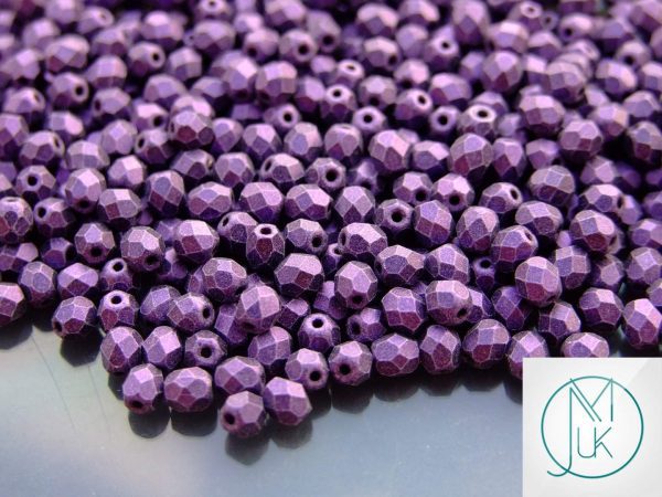 120+ Fire Polished Beads 4mm Metallic Suede - Purple Michael's UK Jewellery