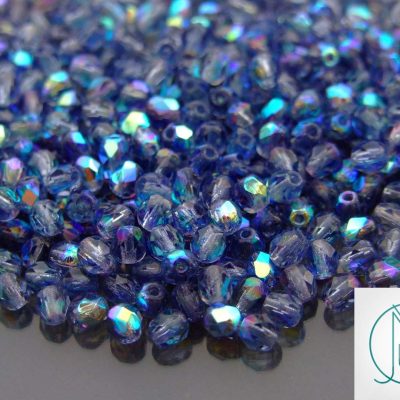 120+ Fire Polished Beads 4mm Montana Blue AB Michael's UK Jewellery