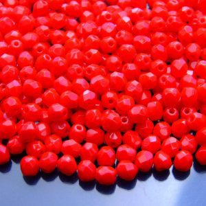 120+ Fire Polished Beads 4mm Opaque Red Michael's UK Jewellery