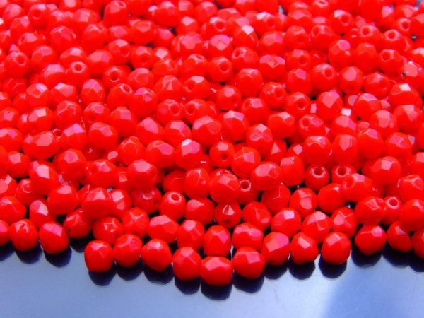 120+ Fire Polished Beads 4mm Opaque Red Michael's UK Jewellery