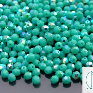 120+ Fire Polished Beads 4mm Opaque Turquoise AB Michael's UK Jewellery
