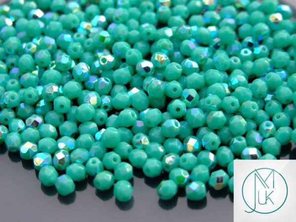 120+ Fire Polished Beads 4mm Opaque Turquoise AB Michael's UK Jewellery