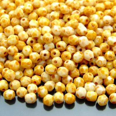 120+ Fire Polished Beads 4mm Opaque White - Picasso Michael's UK Jewellery