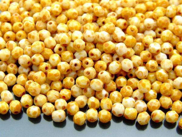 120+ Fire Polished Beads 4mm Opaque White - Picasso Michael's UK Jewellery