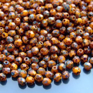 120+ Fire Polished Beads 4mm Opaque Yellow Picasso Michael's UK Jewellery