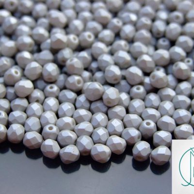 120+ Fire Polished Beads 4mm Powdery - Pastel Gray Michael's UK Jewellery