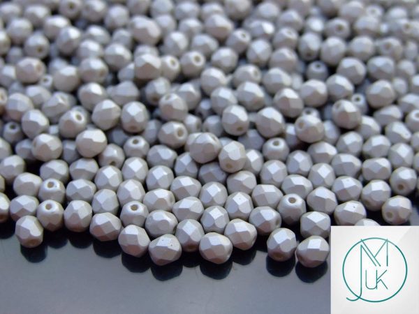 120+ Fire Polished Beads 4mm Powdery - Pastel Gray Michael's UK Jewellery