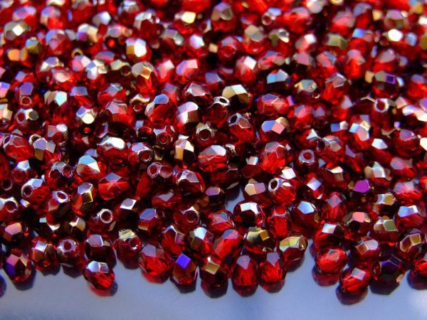 120+ Fire Polished Beads 4mm Purple Iris Siam Ruby Michael's UK Jewellery